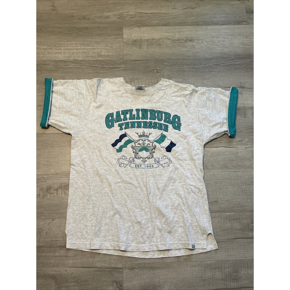 Vintage‎ Gatlinburg Tennessee T shirt made Usa Thick Boxy XL Cuff Sleeve 90s